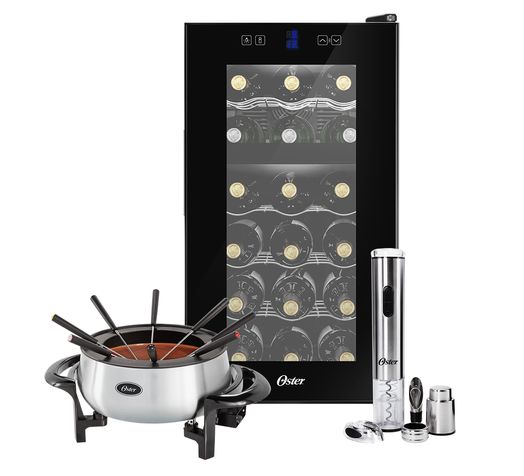 Kit Adega 18 Garrafas com Kit Vinho e Panela Elétrica de Fondue Oster Menor preço em Kit Adega 18 Garrafas com Kit Vinho e Panela Elétrica de Fondue Oster