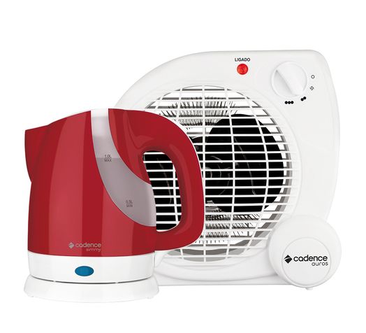 Kit Inverno Cadence - Aquecedor Auros e Chaleira Elétrica 1L Menor preço em Kit Inverno Cadence - Aquecedor Auros e Chaleira Elétrica 1L