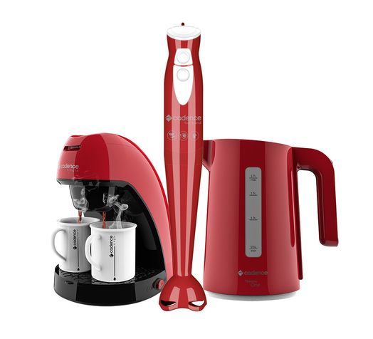 Kit Cadence Colors Vermelho - Cafeteira - Mixer Chaleira II Menor preço em Kit Cadence Colors Vermelho - Cafeteira - Mixer Chaleira II