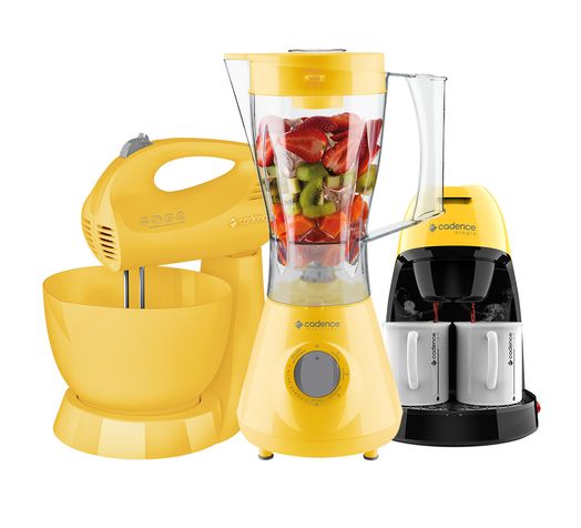 Kit Cadence Colors Amarelo - Liquidificador - Batedeira - Cafeteira Menor preço em Kit Cadence Colors Amarelo - Liquidificador - Batedeira - Cafeteira