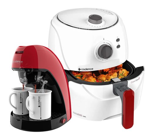 Kit Cadence Red White - Fritadeira e Cafeteira Single Menor preço em Kit Cadence Red White - Fritadeira e Cafeteira Single