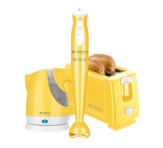 Kit Cadence Colors Amarelo - Mixer - Chaleira - Torradeira Menor preço em Kit Cadence Colors Amarelo - Mixer - Chaleira - Torradeira