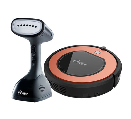 Kit Aspirador Robô e Passadeira a Vapor Oster Menor preço em Kit Aspirador Robô e Passadeira a Vapor Oster