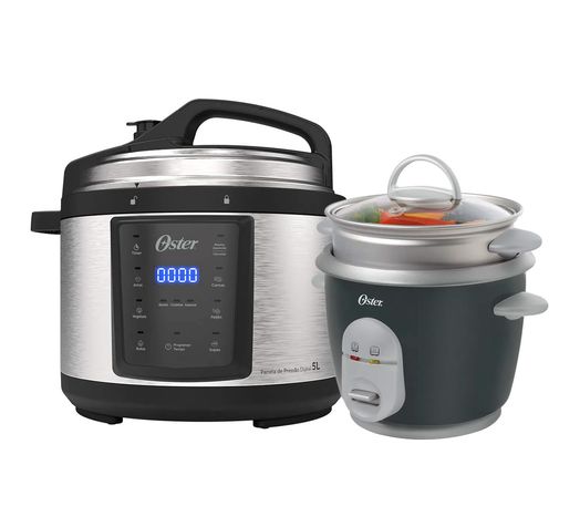 Kit Panela de Pressão e Panela Elétrica de Arroz Oster Menor preço em Kit Panela de Pressão e Panela Elétrica de Arroz Oster