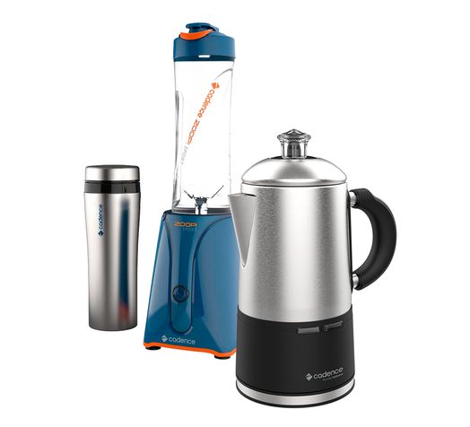 Kit Blender Zoop Sport Inox e Cafeteira Italiana Picolla Cadence Menor preço em Kit Blender Zoop Sport Inox e Cafeteira Italiana Picolla Cadence