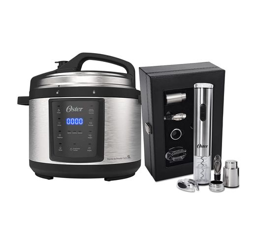 Kit Panela de Pressão Elétrica e Kit Vinho Oster Menor preço em Kit Panela de Pressão Elétrica e Kit Vinho Oster