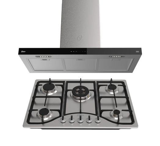 Kit Inox Cooktop a Gás 5 Bocas e Coifa de Ilha 90 cm Oster Menor preço em Kit Inox Cooktop a Gás 5 Bocas e Coifa de Ilha 90 cm Oster
