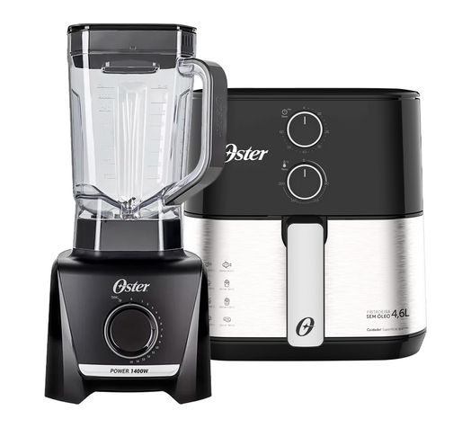 Kit Fritadeira Inox Compact 4,6L e Liquidificador 1400 Full Oster Menor preço em Kit Fritadeira Inox Compact 4,6L e Liquidificador 1400 Full Oster