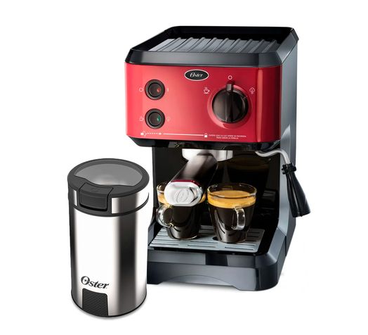 Kit Cafeteira Expresso Cappuccino e Moedor de Café Inox Oster Menor preço em Kit Cafeteira Expresso Cappuccino e Moedor de Café Inox Oster