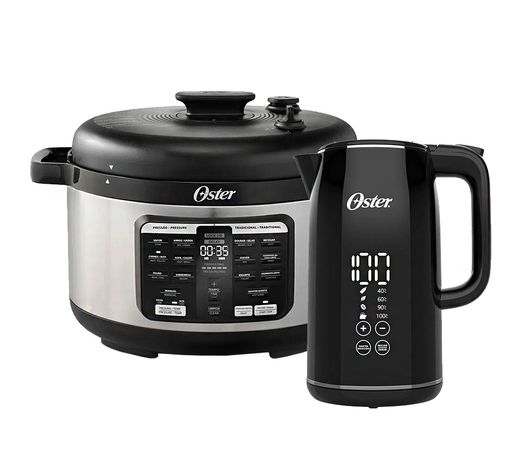 Kit Panela de Pressão Elétrica 5,7L e Chaleira Digital Oster Menor preço em Kit Panela de Pressão Elétrica 5,7L e Chaleira Digital Oster