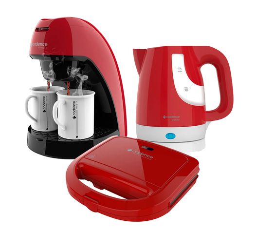 Kit Petite Red Cadence - Chaleira - Cafeteira - Sanduicheira Menor preço em Kit Petite Red Cadence - Chaleira - Cafeteira - Sanduicheira