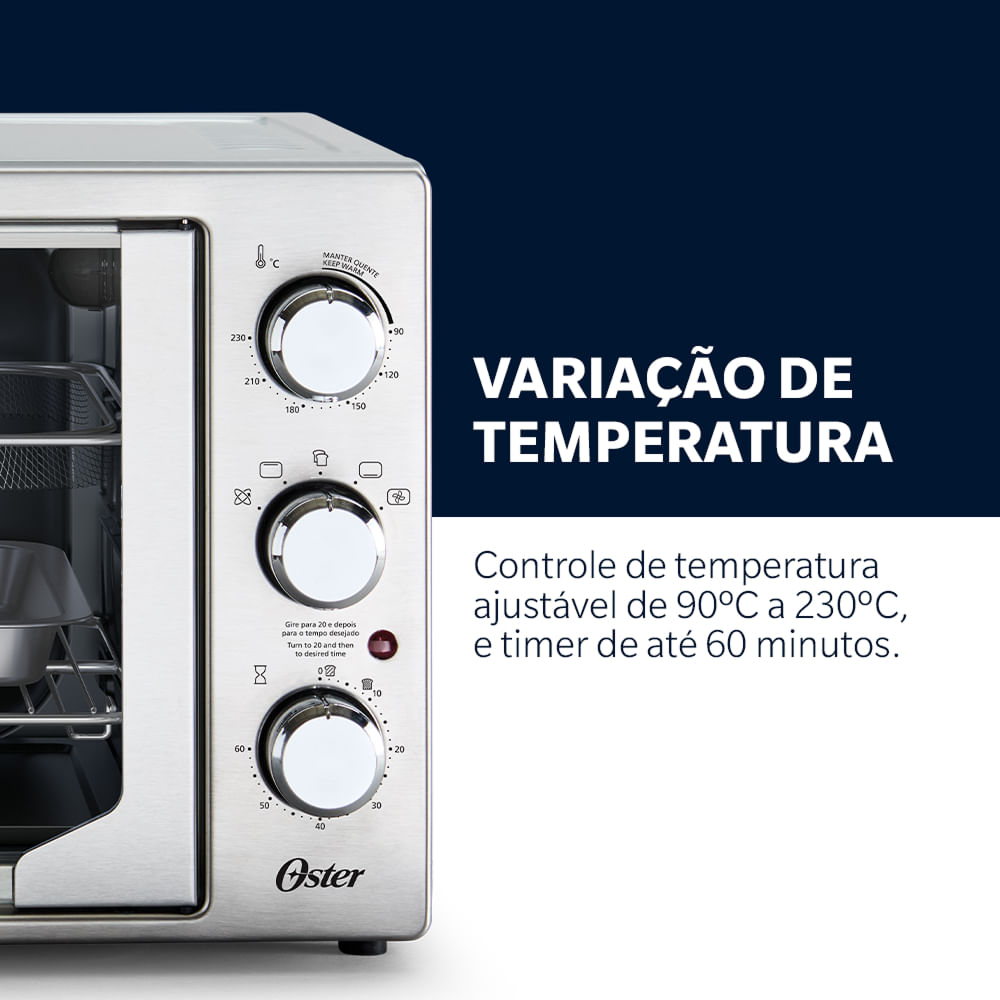 Forno e Fritadeira Sem Óleo 42L French Door 2 em 1 | Oster - Oster