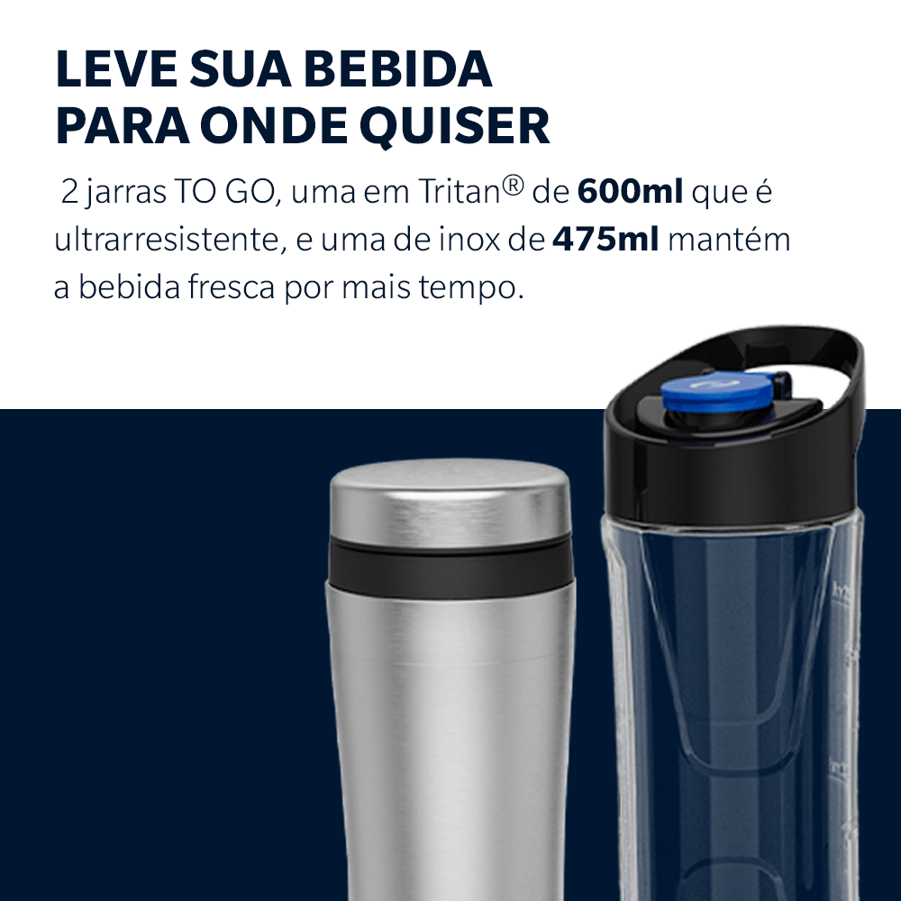 Blender Power Inox Oster com 2 Jarras To Go - Oster