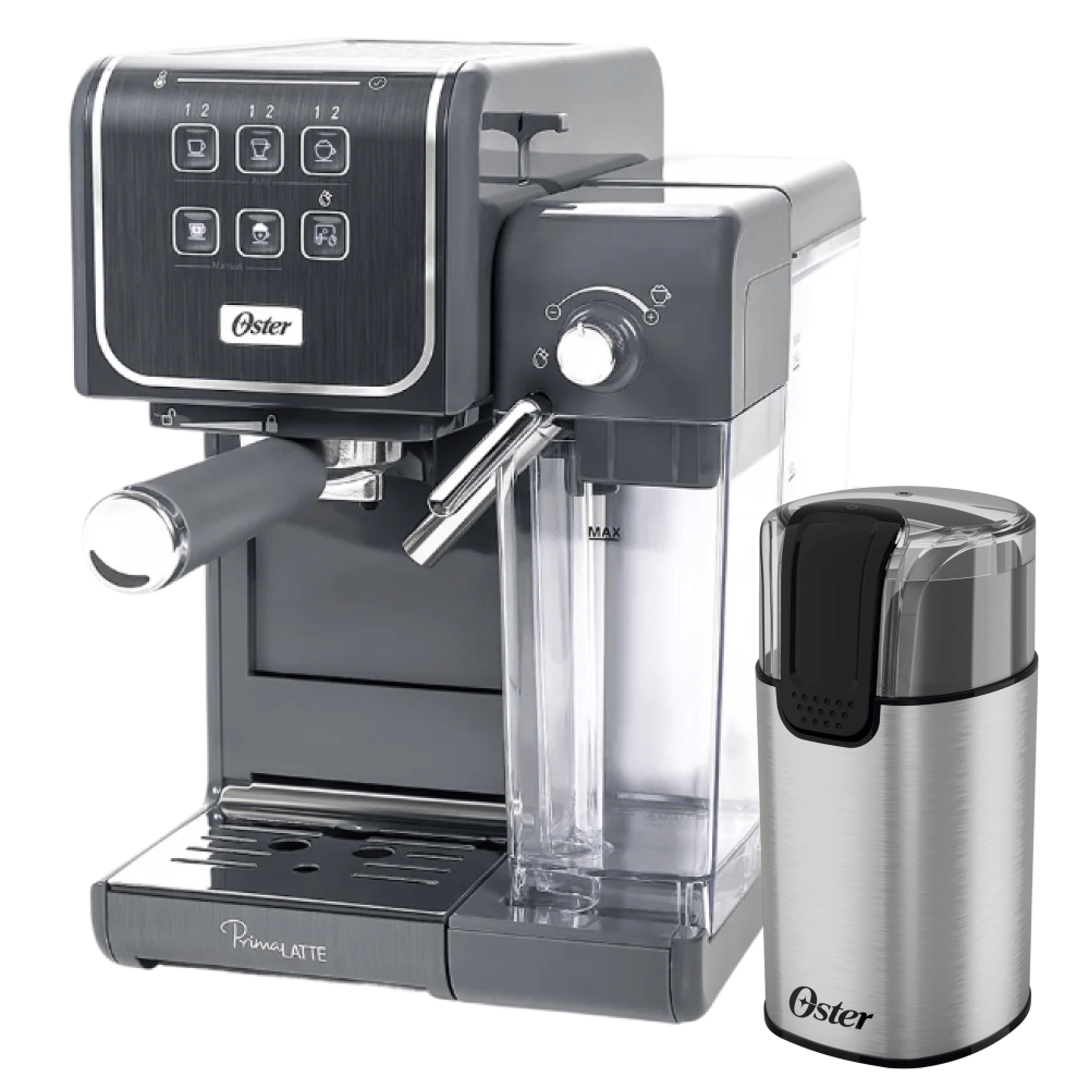 Kit Cafeteira PrimaLatte Touch e Moedor de Café Elétrico Oster