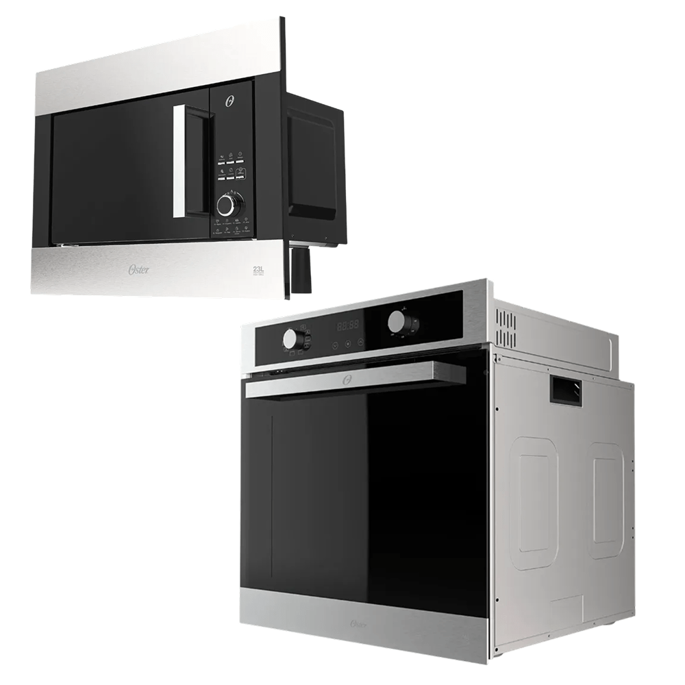 Kit Cozinha Black Inox – Micro-ondas 23L e Forno de Embutir 74L