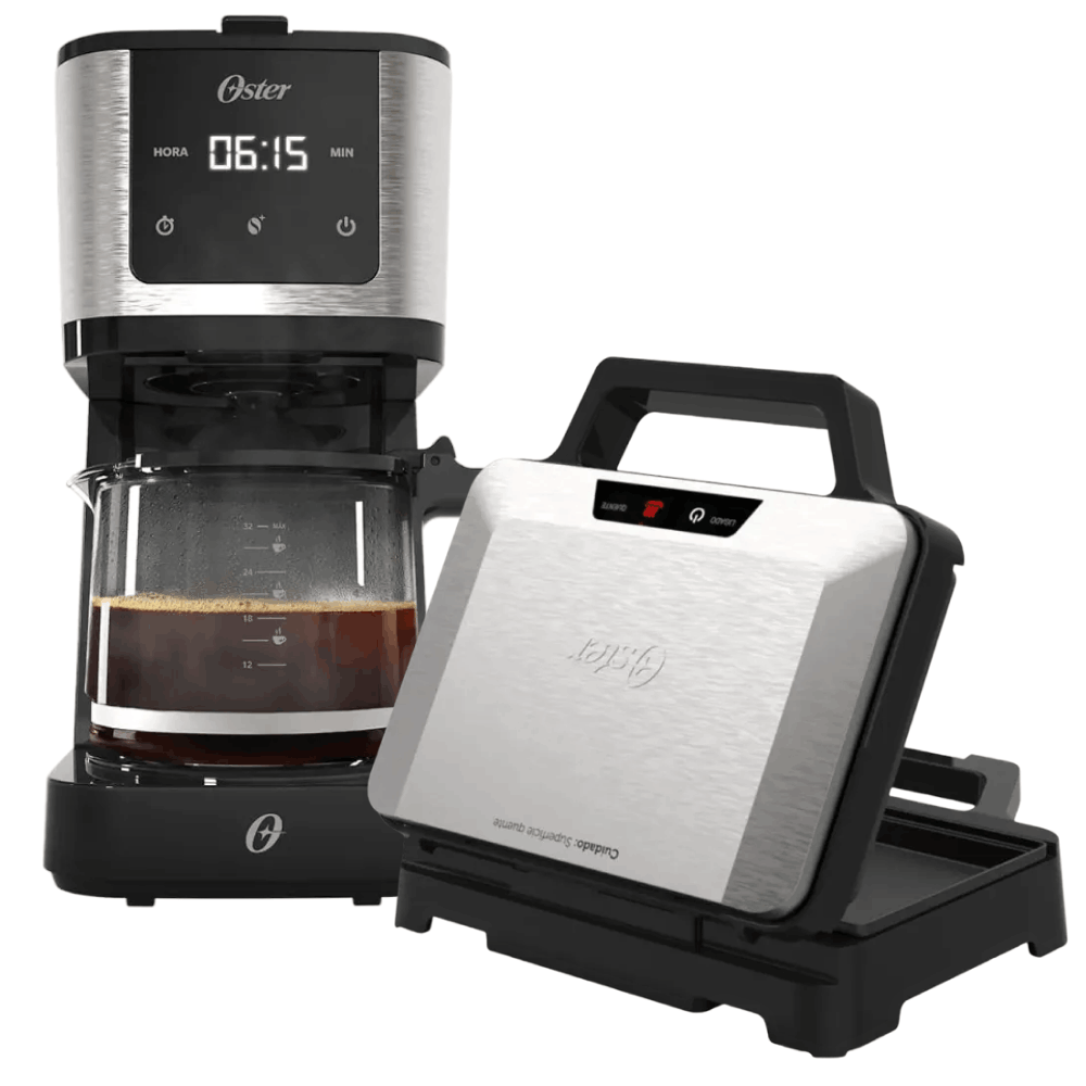 Kit Inox Oster - Sanduicheira e Cafeteira Programável