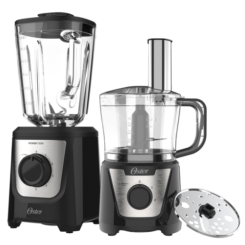 Kit Liquidificador Power Black Inox 1,5L e Multiprocessador Motor Reversível 500ml Oster