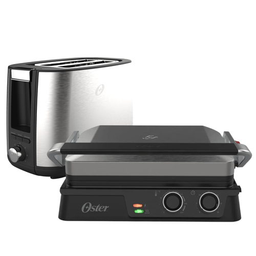 Kit Grill Elétrico 2 em 1 e Torradeira Inox Simple Life Oster