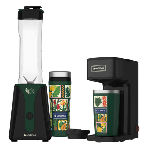 Kit Achegue Verde Cadence - Blender com 2 Jarras e Cafeteira Elétrica