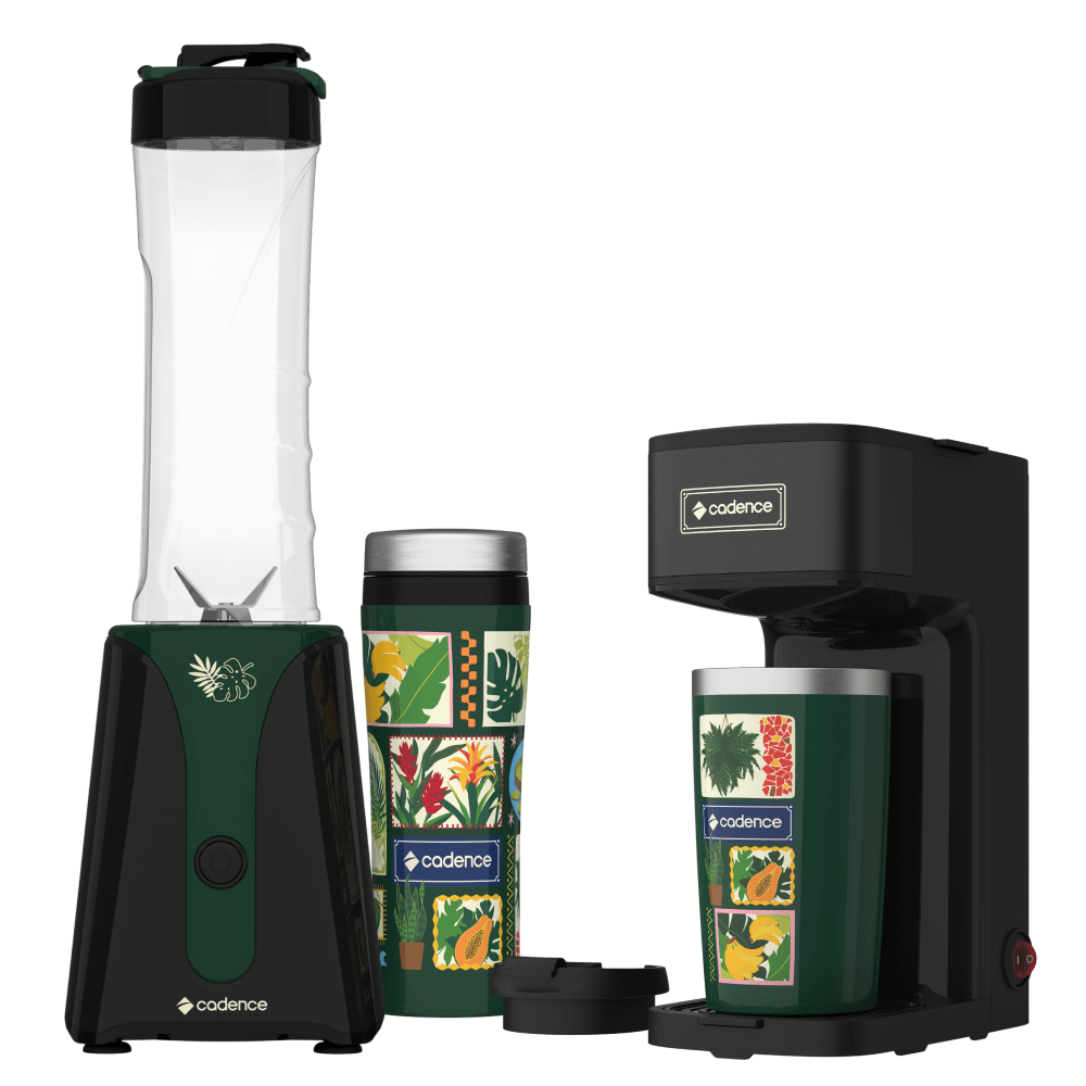 Kit Achegue Verde Cadence - Blender com 2 Jarras e Cafeteira Elétrica