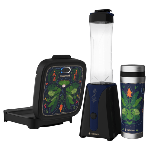 Kit Achegue Azul Cadence - Blender com 2 Jarras e Sanduicheira