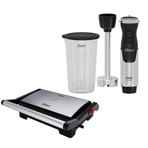 Kit Mixer Power Black Inox e Mini Grill Inox 2 em 1 Oster
