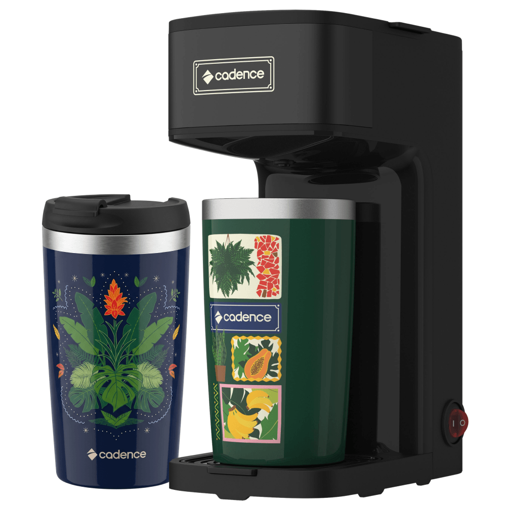Kit Cafeteira Achegue Verde Cadence com Dois Copos Térmicos